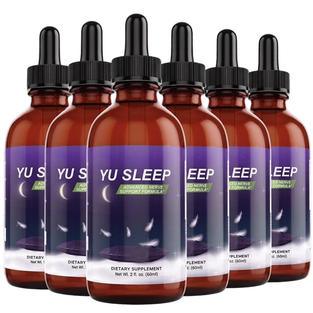 Six bottles of YU Sleep liquid nighttime supplement