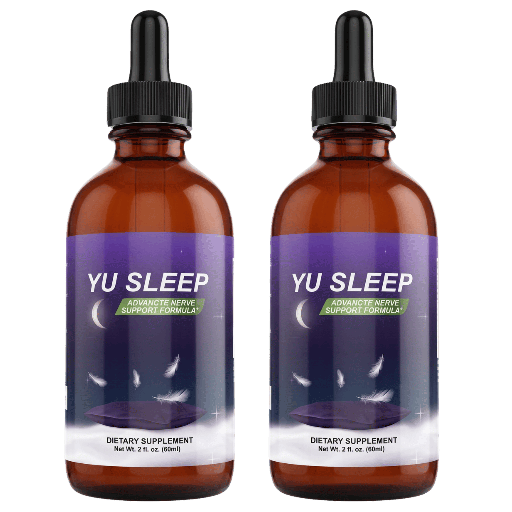 Two bottles of YU Sleep liquid nighttime supplement
