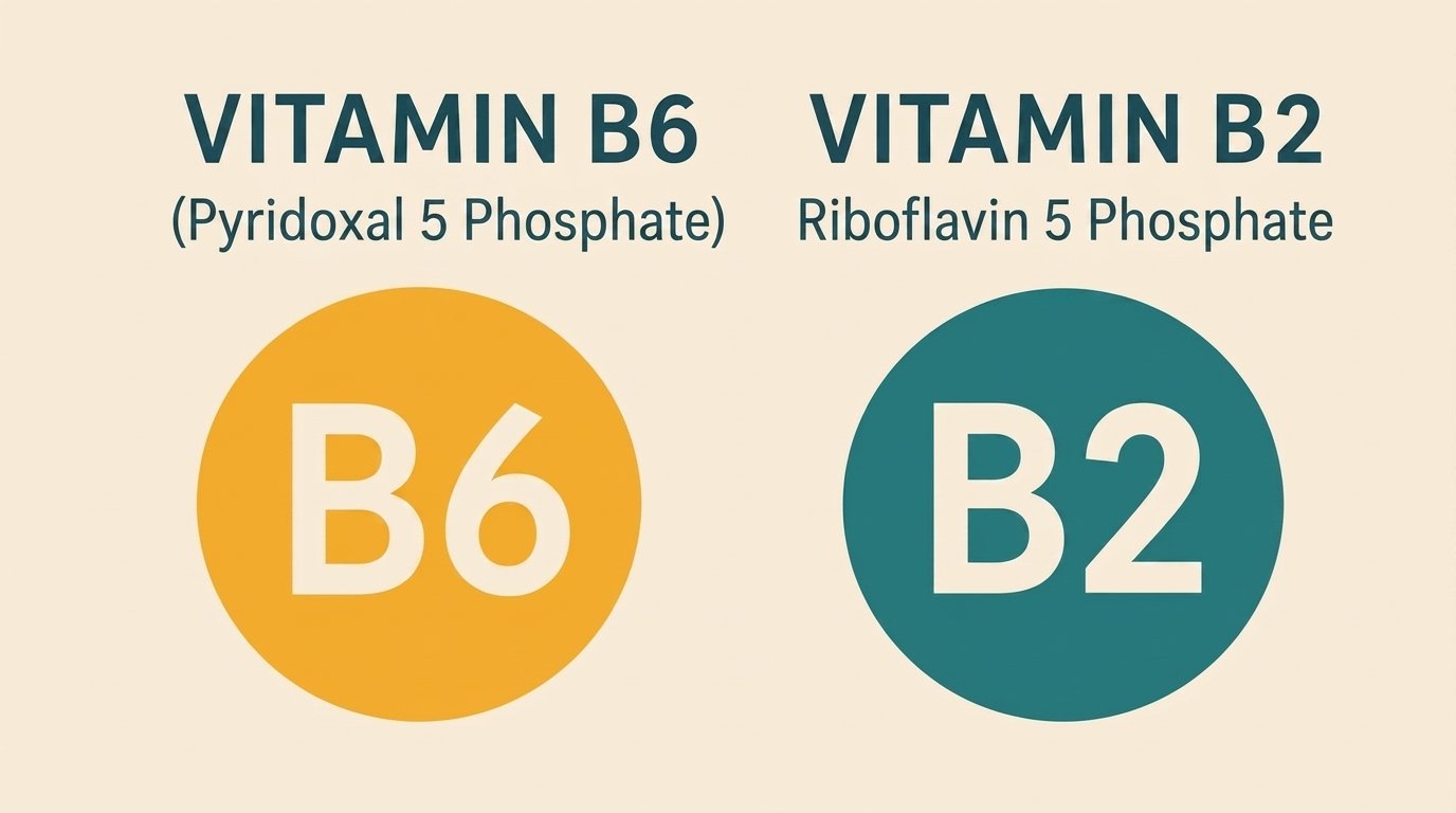 Vitamin B6 and vitamin B2 illustration