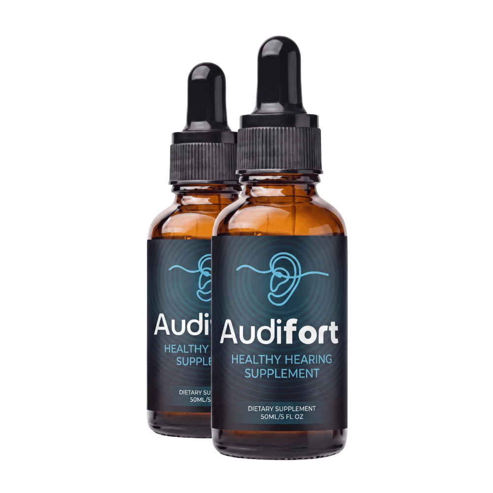 Audifort liquid hearing-support supplement bottles