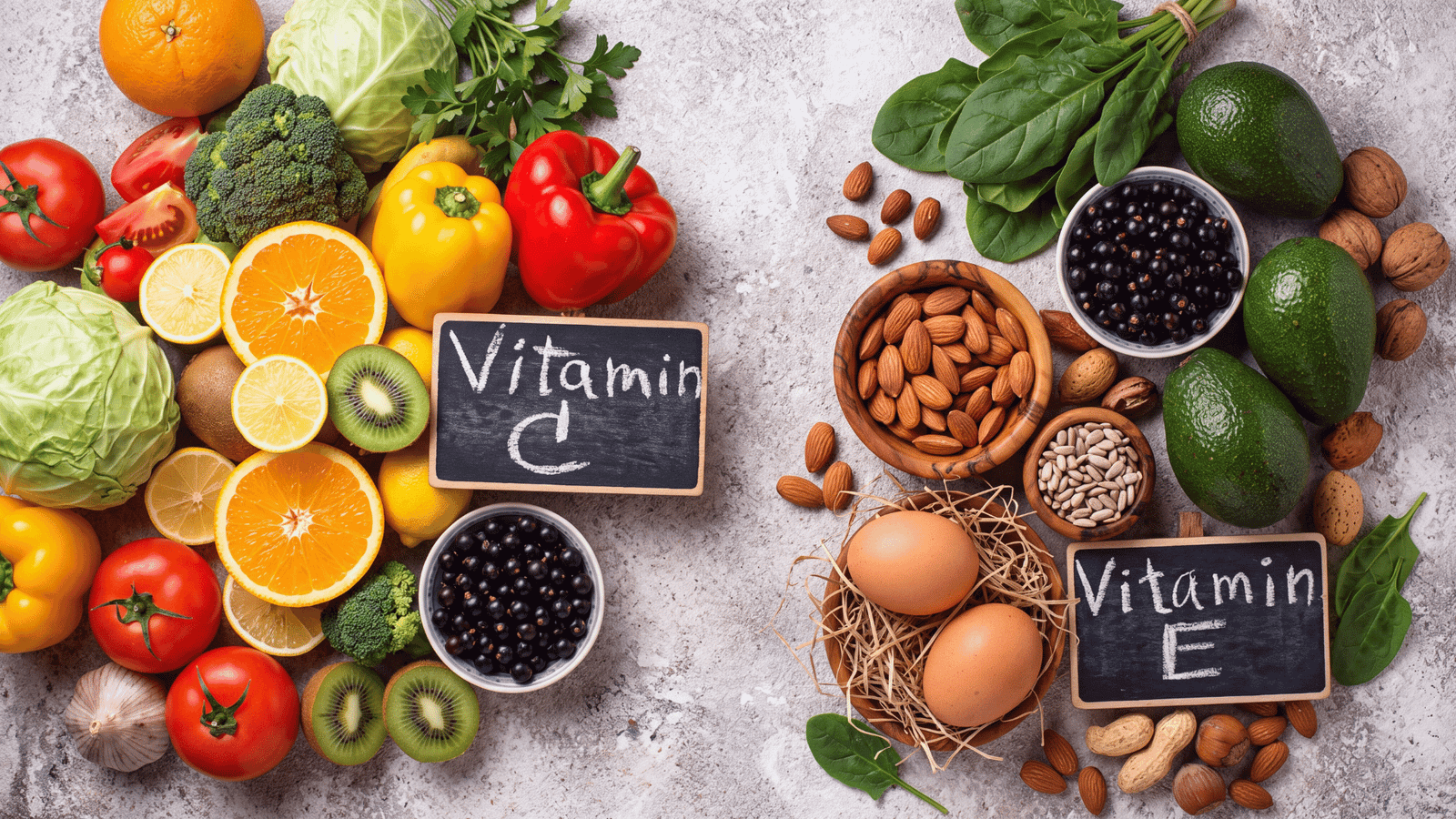 Illustrative vitamin C and vitamin E food sources